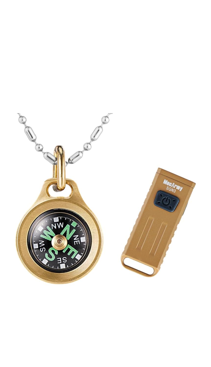 Ultimate Outdoor Duo: Brass Mini Compass & Multi-Mode Mini Flashlight - Compact Survival Gear for Navigation, Exploration, and Emergencies
