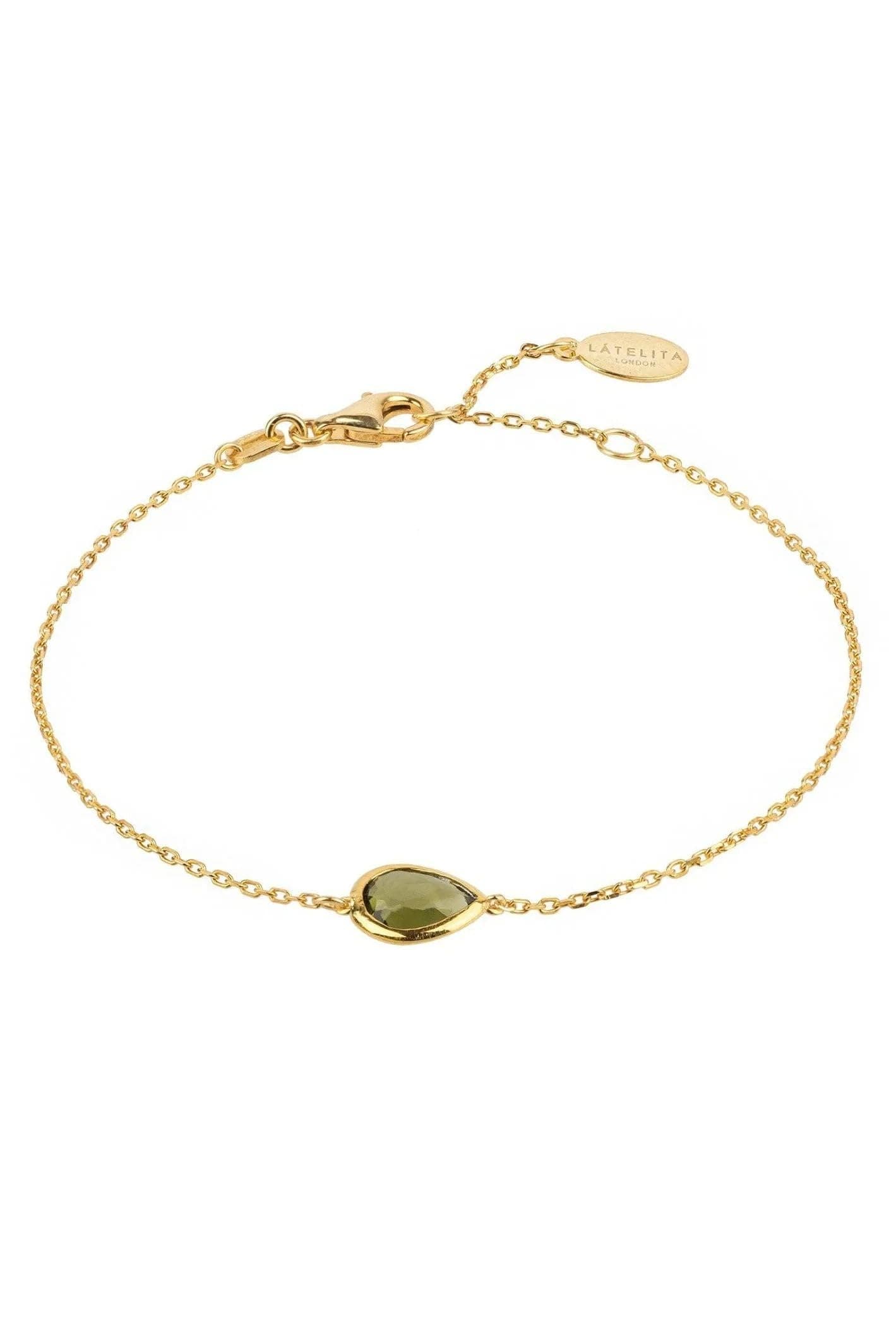 Pisa Mini Teardrop Bracelet Gold Peridot