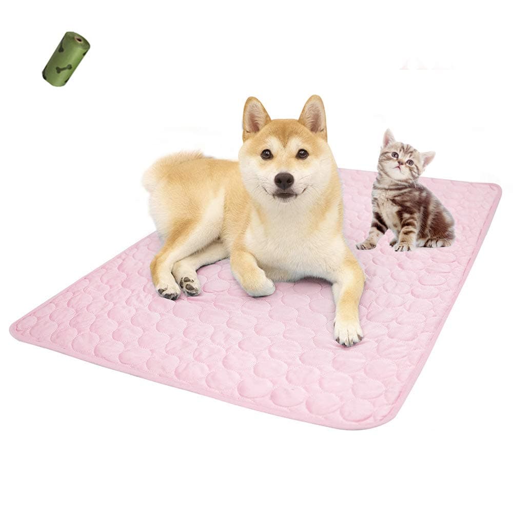 MICROCOSMOS Summer Cooling Mat & Sleeping Pad- Water Absorption Top, Materials Safe, Easy Carry, EZ Clean. Keep Cooling for Pets, Kids and Adults.(Pink, 40" x 28")
