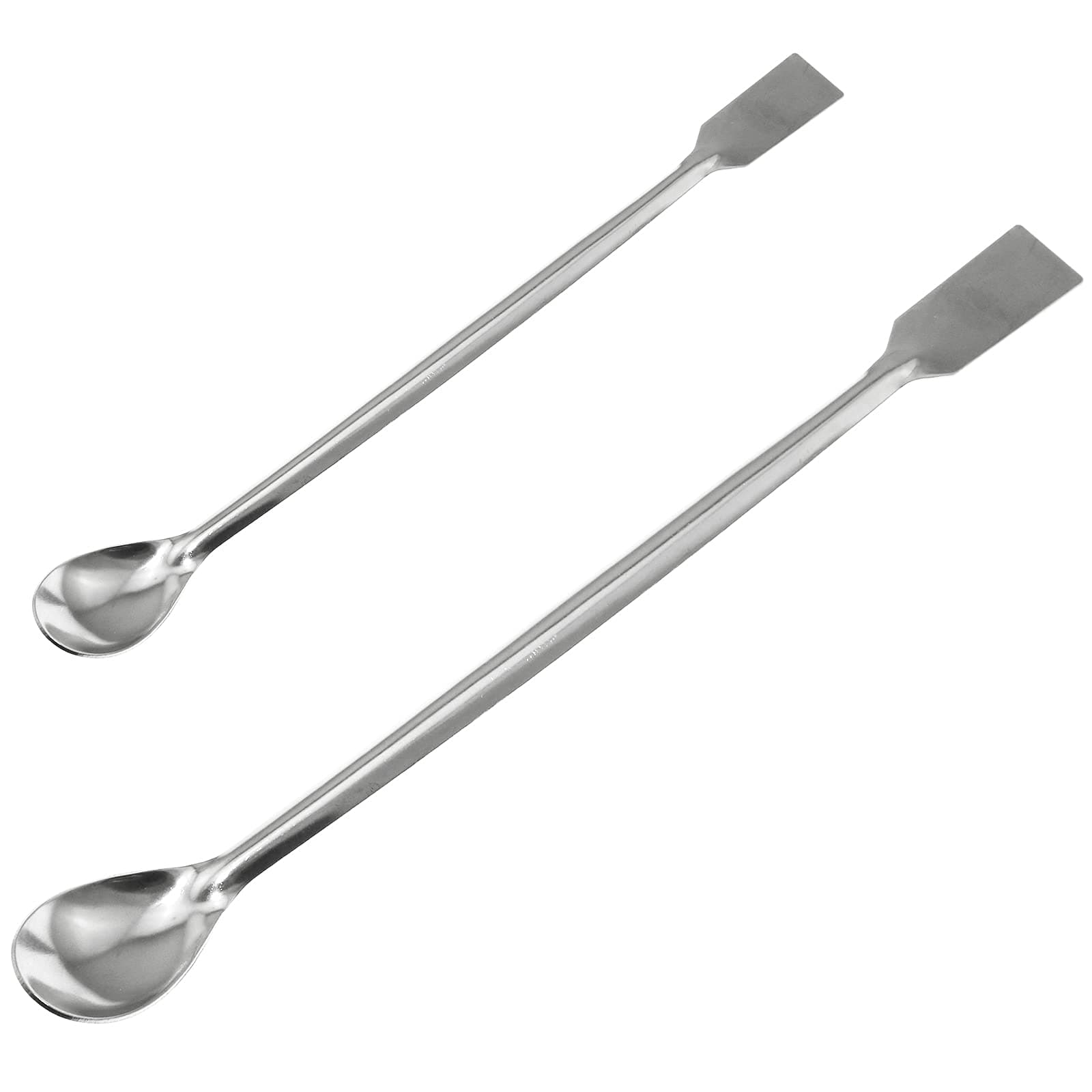 2PCS 20cm/30cm Stainless Steel Lab Spoon Spatula Laboratory Sampling Spoon Mixing Spatula (One Spoon Side and One Shovel Side), Experiment Equipment