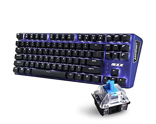 Rantopad MXX Mechanical Gaming Keyboard - 87 Keys,White Backlit, Cherry MX Switch, Black Aluminum Cover, N-Key Rollover (Blue Switches)