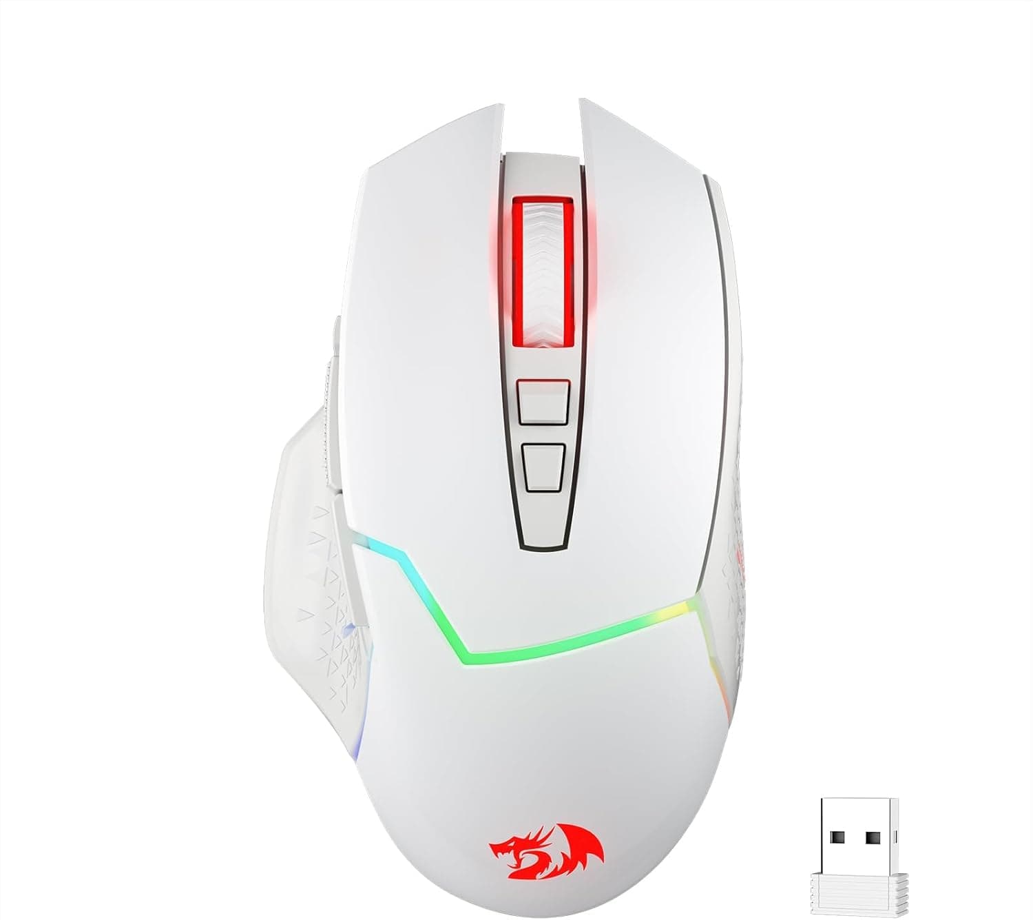 M690 PRO Wireless Gaming Mouse, 8000 DPI Wired/Wireless Gamer Mouse w/Rapid Fire Key, 8 Macro Buttons, Ergonomic Design for PC/Mac/Laptop, White