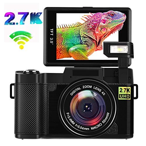 Digital Camera Vlogging Camera,24MP Ultra HD 2.7K WiFi YouTube Camera with 3.0 Inch Flip Screen and Retractable Flashlight