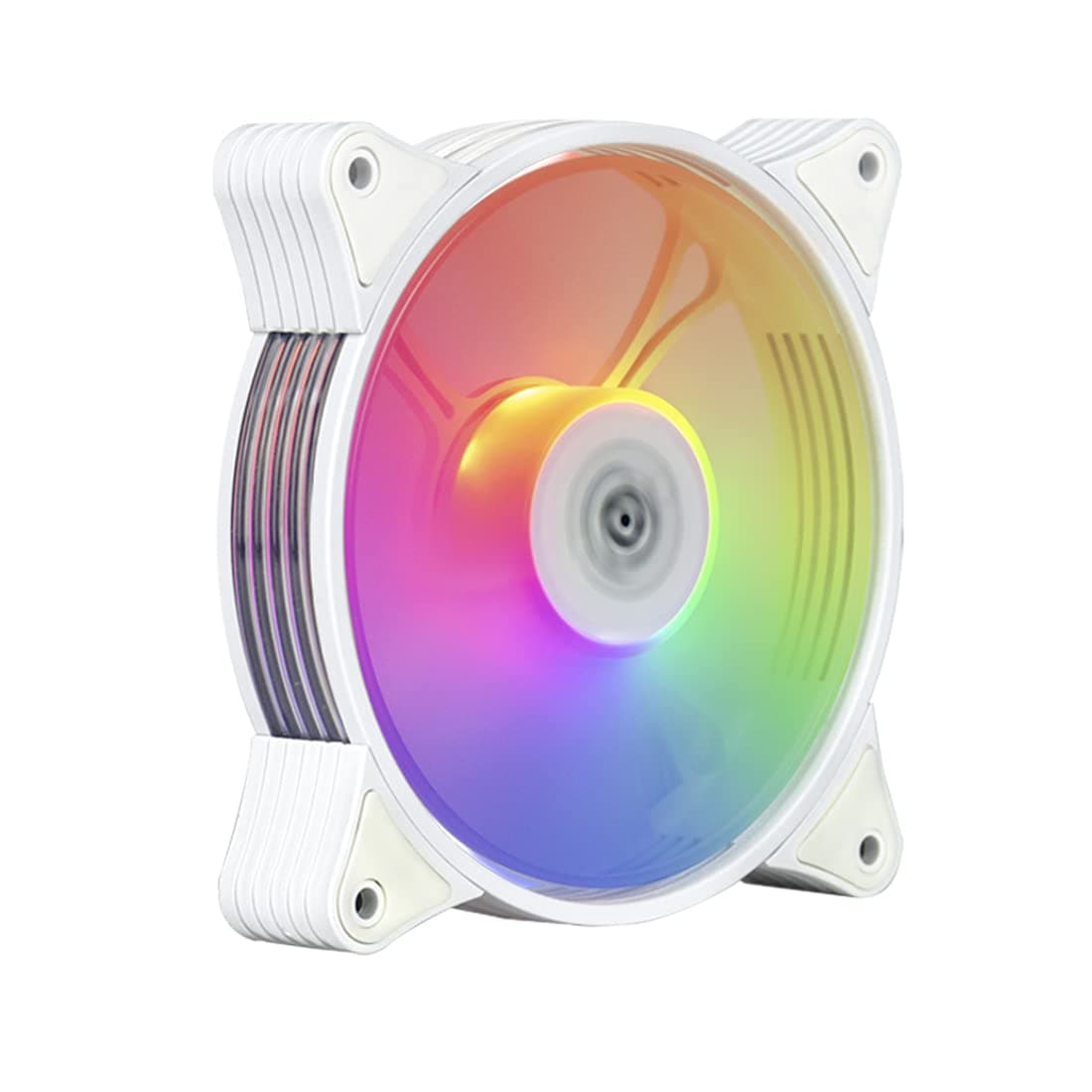 aigo AR12 120mm White ARGB Case Fan - Micro 6-pin Addressable RGB SATA Interface - PC Fans Without Controller - Desktop Compatible