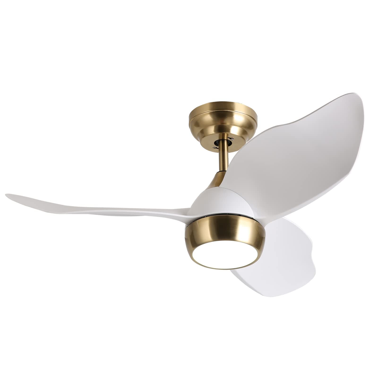 OFANTOP 36 Inch Dimmable Led Ceiling Fan with Light and Remote, 6 Speed Quiet DC Motor 3 Blade White and Gold Modern Ceiling Fan for Bedroom