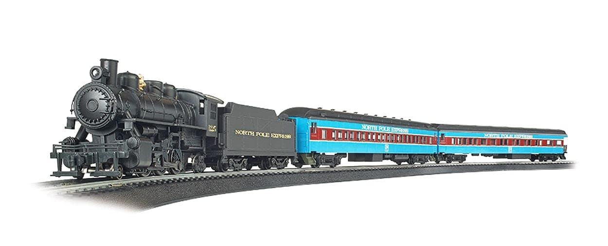 Bachmann Trains - North Pole Express Ready To Run Electric Train Set - HO Scale,Black Cyan