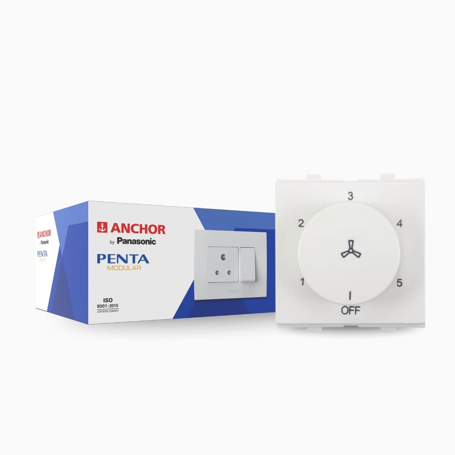 Anchor by Panasonic 65322 Penta Modular 2M 100 W Polycarbonate Dura Fan Regulator (White, Pack of 1)