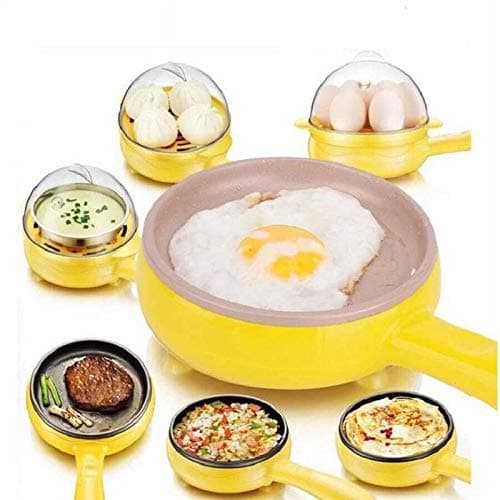 Electric Multi Functional Fry Pan with 7 Pieces Egg Steamer 350 Watts (Yellow)