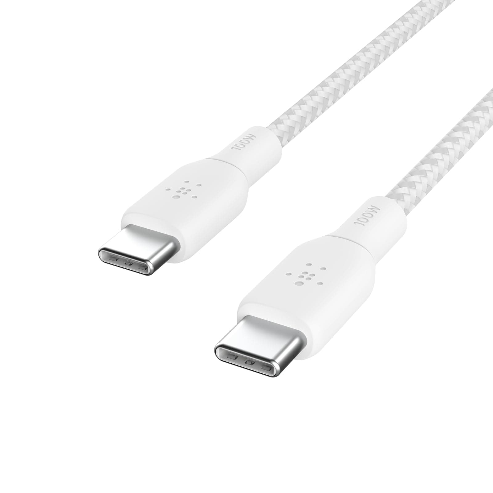 Belkin USB Type C to C Cable, 100W Power Delivery USB-IF Certified 2.0 USB C Charger Cable with Double Braided Nylon Exterior for iPhone 16, 15, iPad, MacBook, Galaxy, Pixel and More -3 m, white