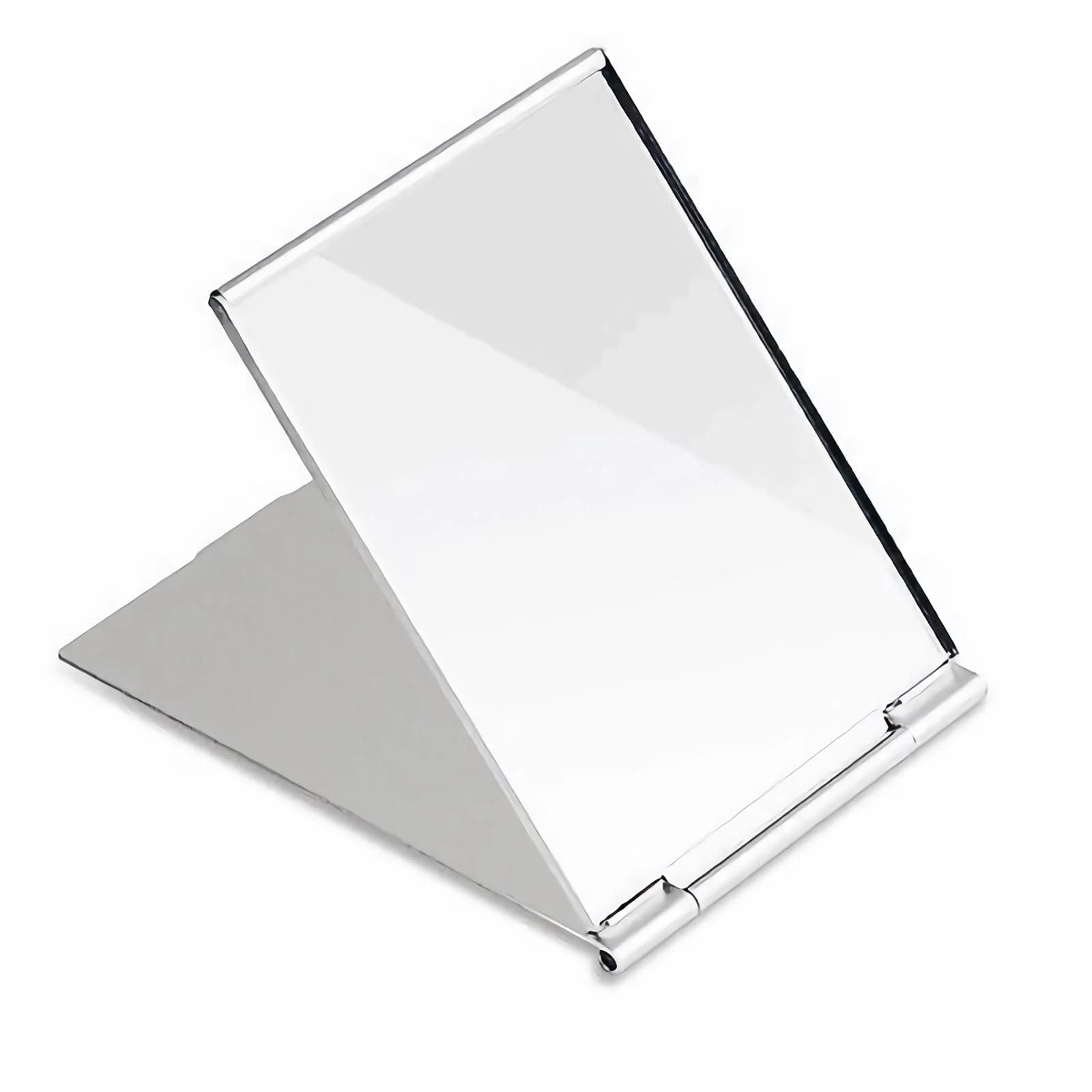 G2PLUS Portable Folding Vanity Mirror Single Side Travel Shower Shaving Mirror, 4.9' x 3.7' x 0.2' (Silver White)
