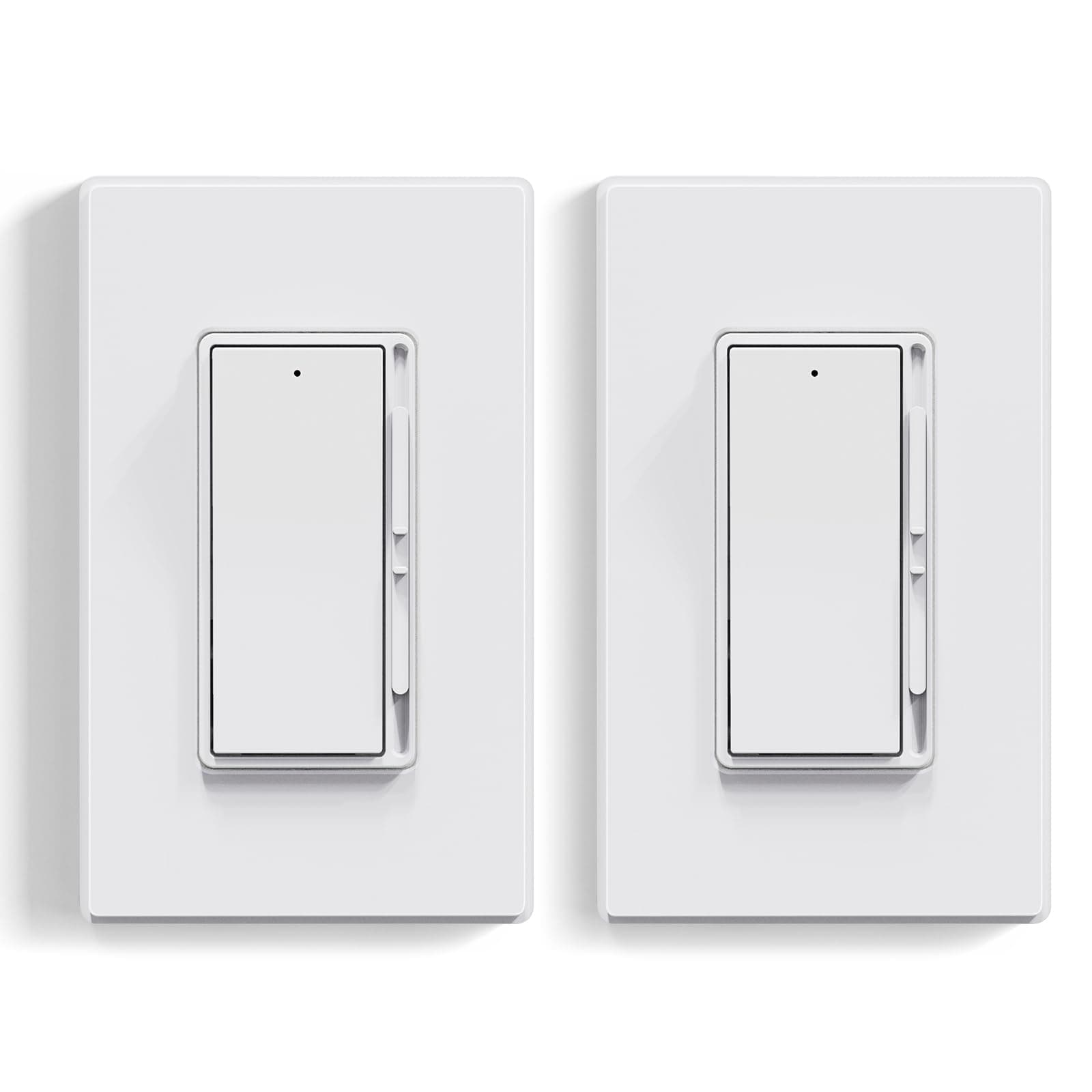 Dimmer Light Switch for 300W Dimmable LED/CFL Lights and 600W INC/HAL Bulbs, Single Pole/3-Way LED Slide Dimmer Light Switch, Wall Plate Included, UL Listed, 2 Pack, Matte White