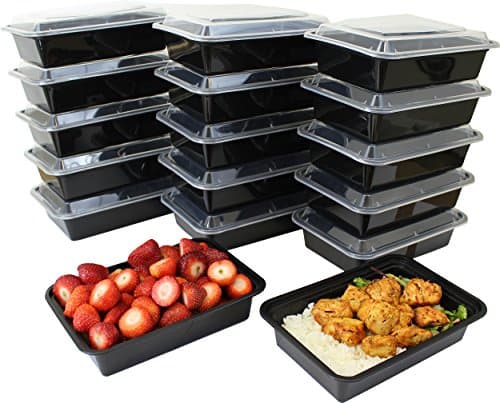 Microwavable Food Container with Lid 38 Oz - Black - 15 Pack