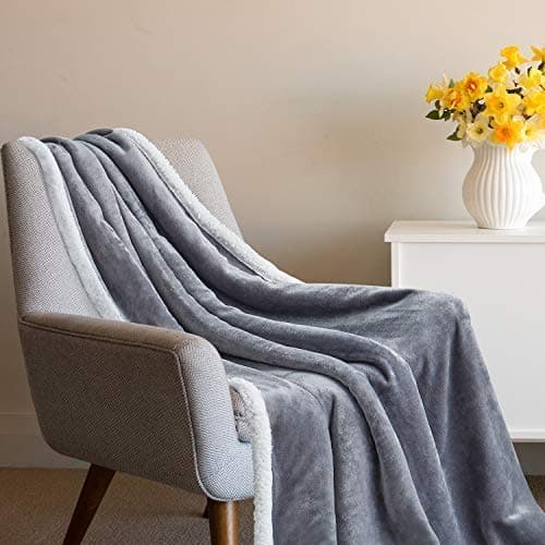 Tempcore Sherpa Throw Blanket for Couch, Fuzzy Soft Blanket Throw Size Grey Sherpa Blanket Microfiber