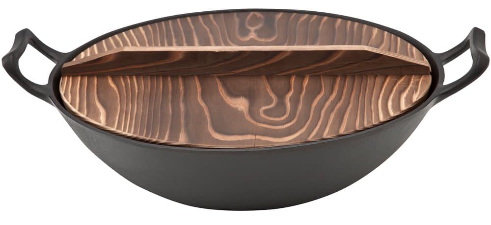 riSH Ikenaga Ironwork Nambu Ironware Wok, 11.8 inches (30 cm), Made in Japan, Stir Fry Pot, Wooden Lid Included