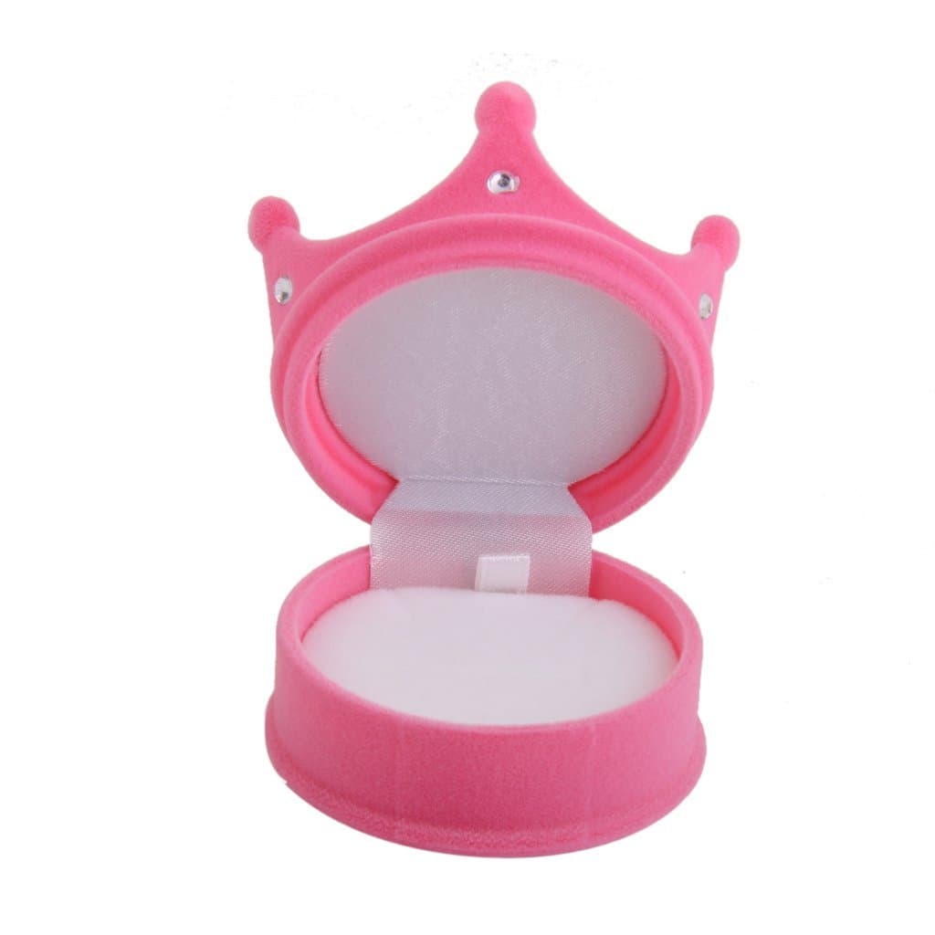GenericImporte Velvet Ring Jewelry Display Storage Box Gift Case Organizer Pink Crown S