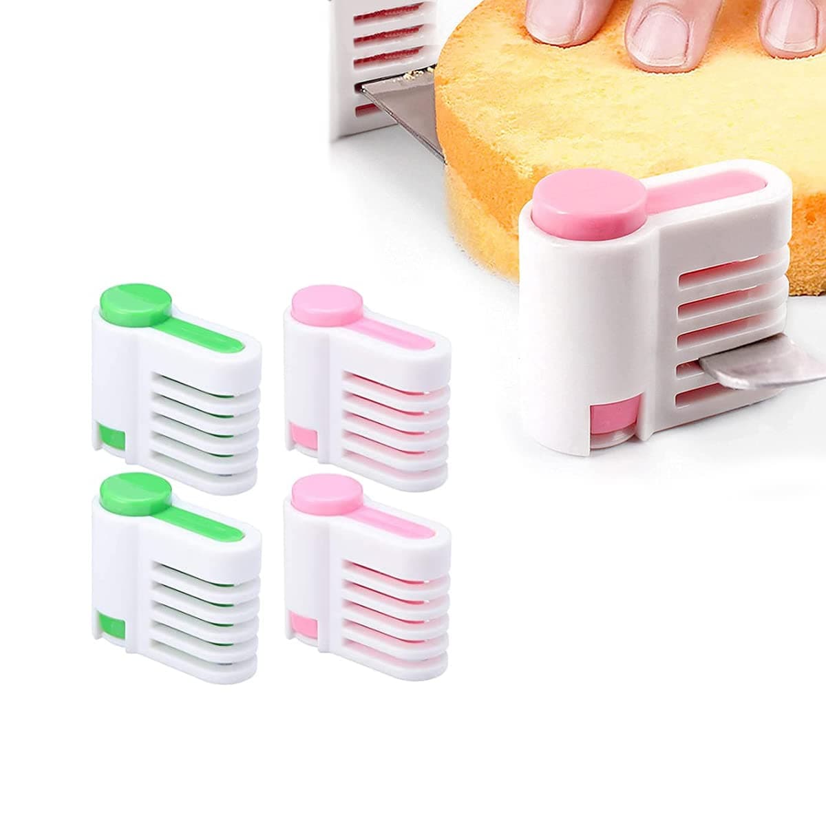 Elecdon Cake Slicer, 4 Pcs Adjustable 5 Layers Leveller Cutter Stratification Auxiliary For Bread Toast Kitchen Fixator Tool, Diy Auxiliary, Slice
