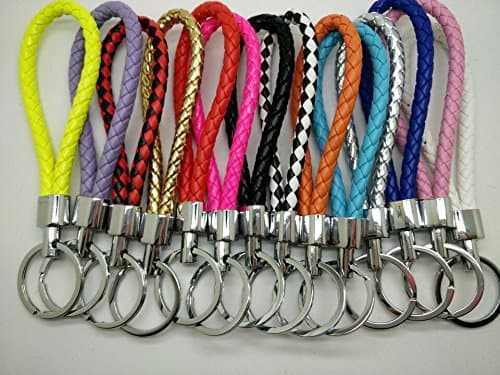 5pcs Braided Weaved Leather Keyring Set DIY Car Key Chain Handbag Accessories