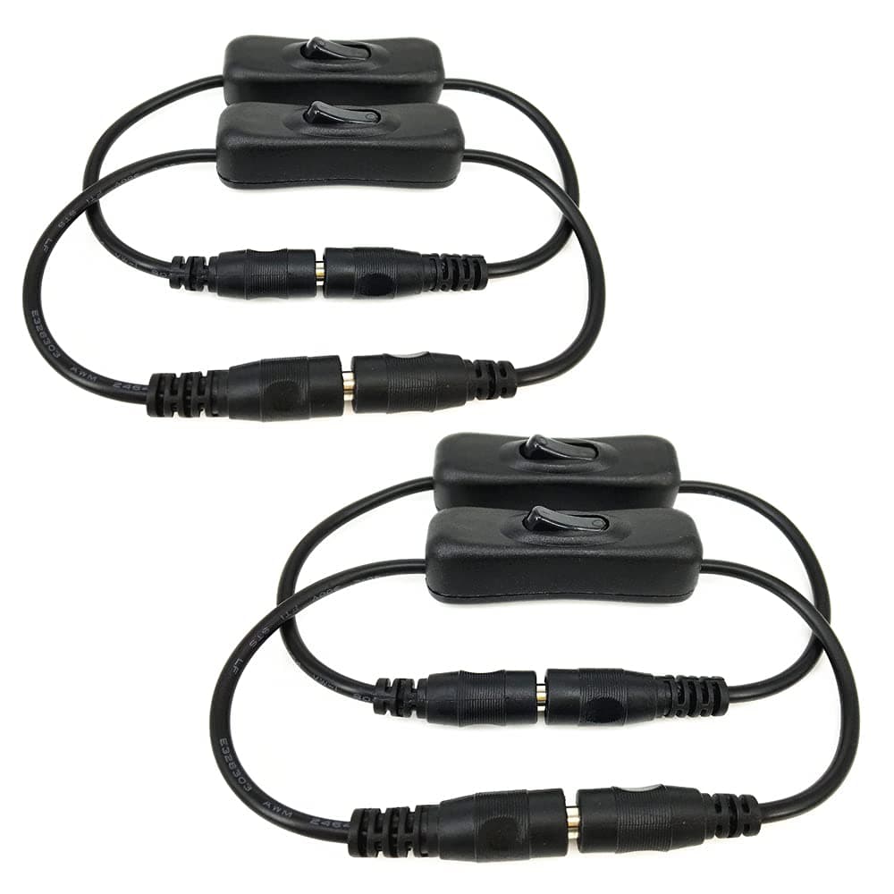 4pcs dc 12v Inline Switch Manual Inline DC Power Switch Extension Cable Male to Female 5.5mm x 2.1mm Barrel for LED Strip 5050 3528 2835 Light and Other Low Voltage Applica tions