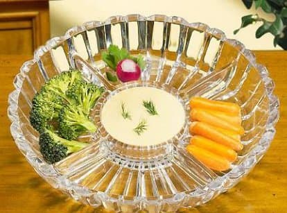 10""D 4 Part Alexandria Crystal Sectional Serving Dish