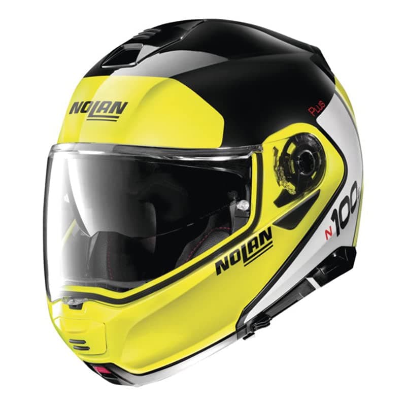 Nolan N100-5 Plus Modular Motorcycle Helmet - Distinctive Gloss Black/Yellow - Large