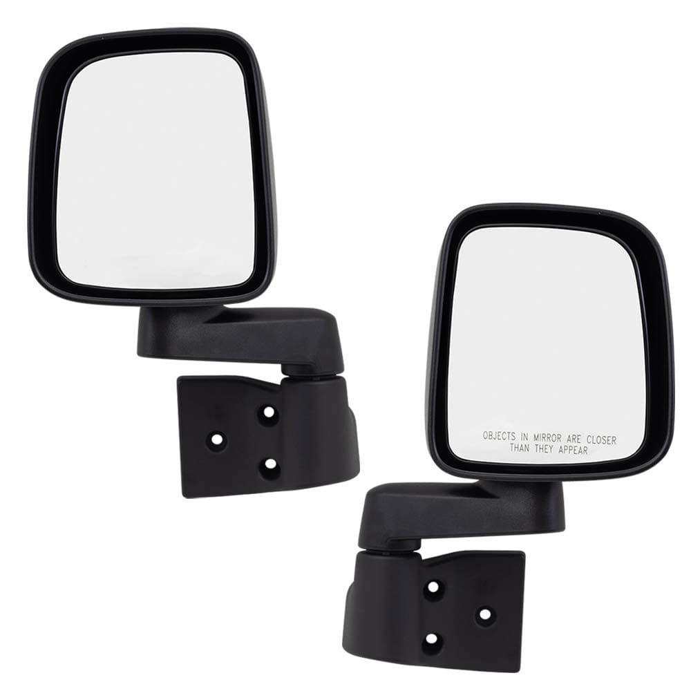 Driver and Passenger Manual Side View Mirrors Textured Replacement for Jeep SUV 55395061AD 55395060AD