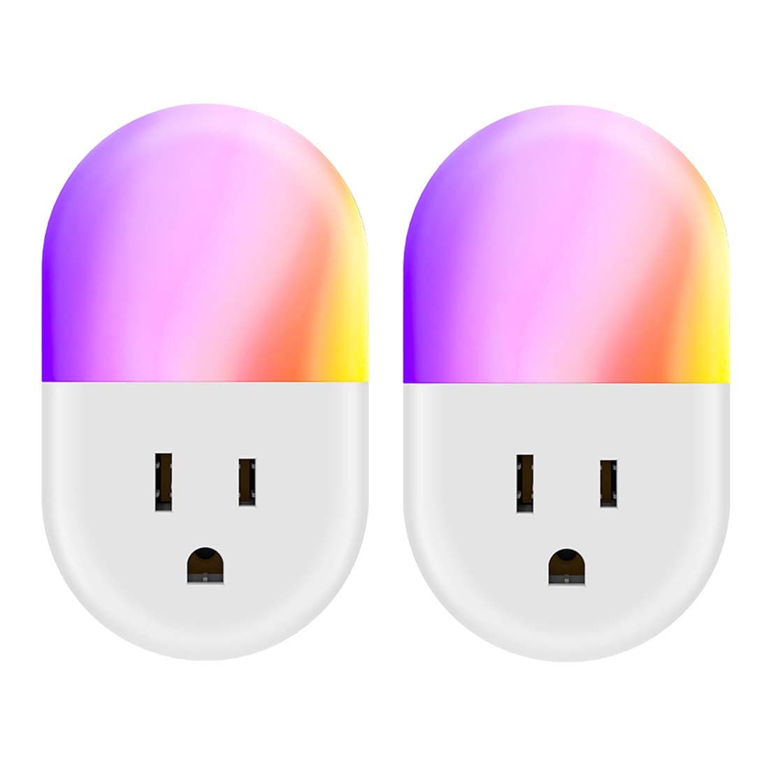 Led Night Light for Kids,2 Pack RGB Plug-in Night Light,Dusk-to-Dawn Sensor, Auto/On/Off Switch, Home Décor (2 Pack)