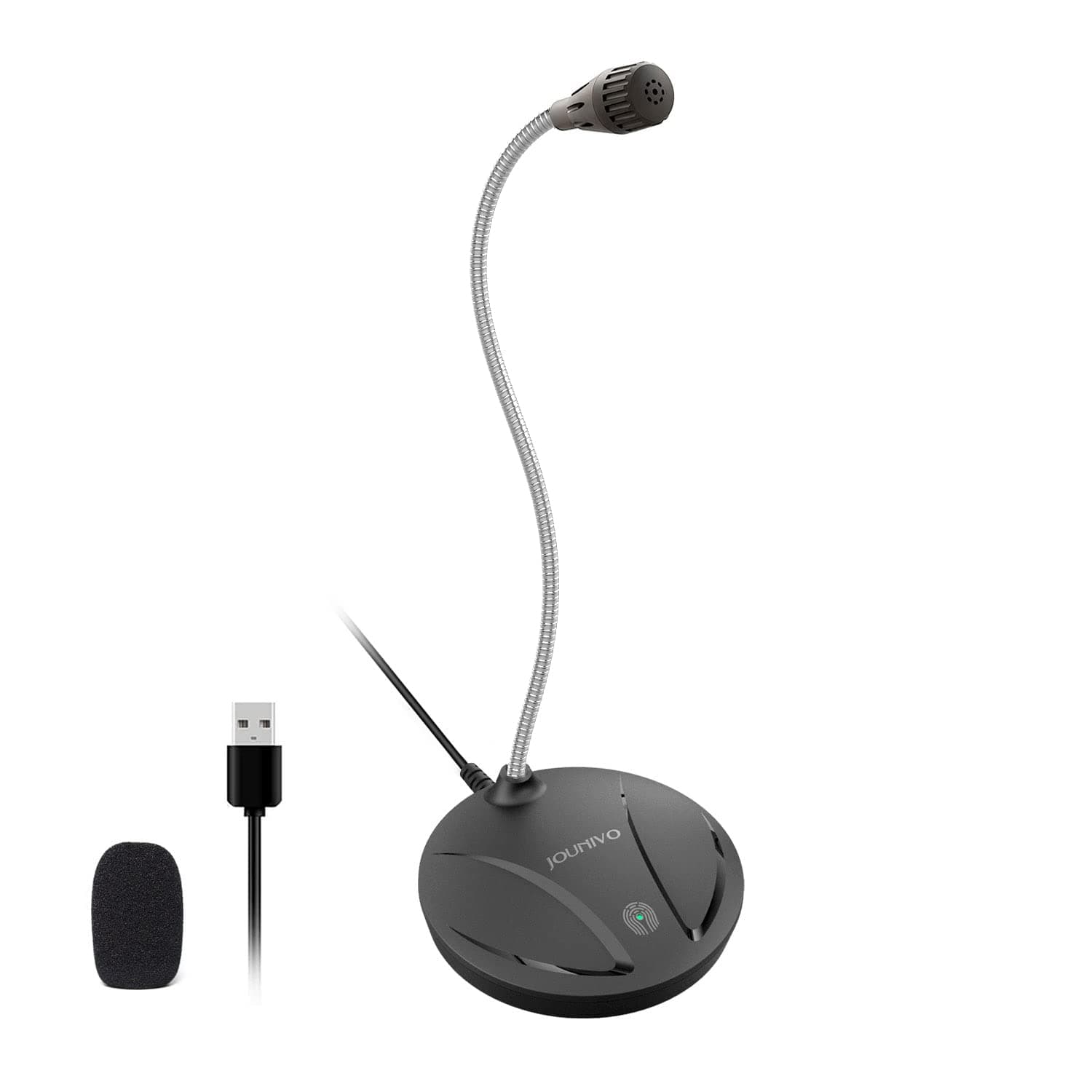 JOUNIVO USB Microphone for Computer, PC/Laptop Mic, Mute Button with LED Indicator, 360 Degree Gooseneck Design, Desktop Microphone for Streaming, Recording, Dictation, Podcasting, YouTube, JV610