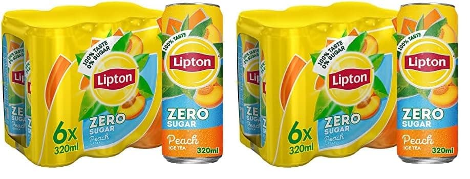 Lipton Zero Sugar, Peach Iced Tea, 320Mlx6 (Pack of 2)