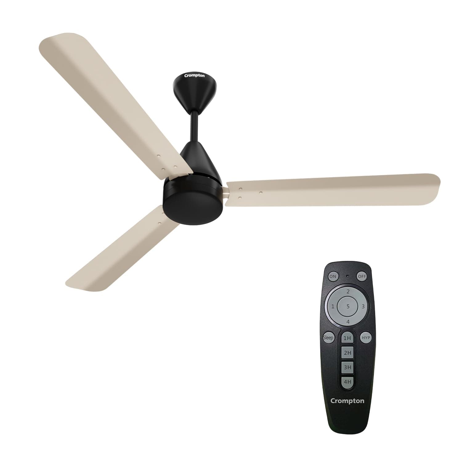 Crompton Energion Hyperjet 1200mm BLDC Ceiling Fan | Point Anywhere Remote Control | BEE 5 Star Rated Energy Efficient | Superior Air Delivery | Anti-Rust | 2 Year Manufacturer Warranty | Ivory Black