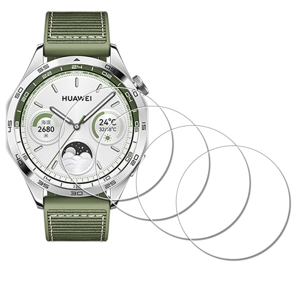 Azonee (4Pack) Premium Screen Protector for Huawei Watch GT 4 46mm Tempered Glass Film Guard Cover Genuine Glass One Push Super Easy Installation