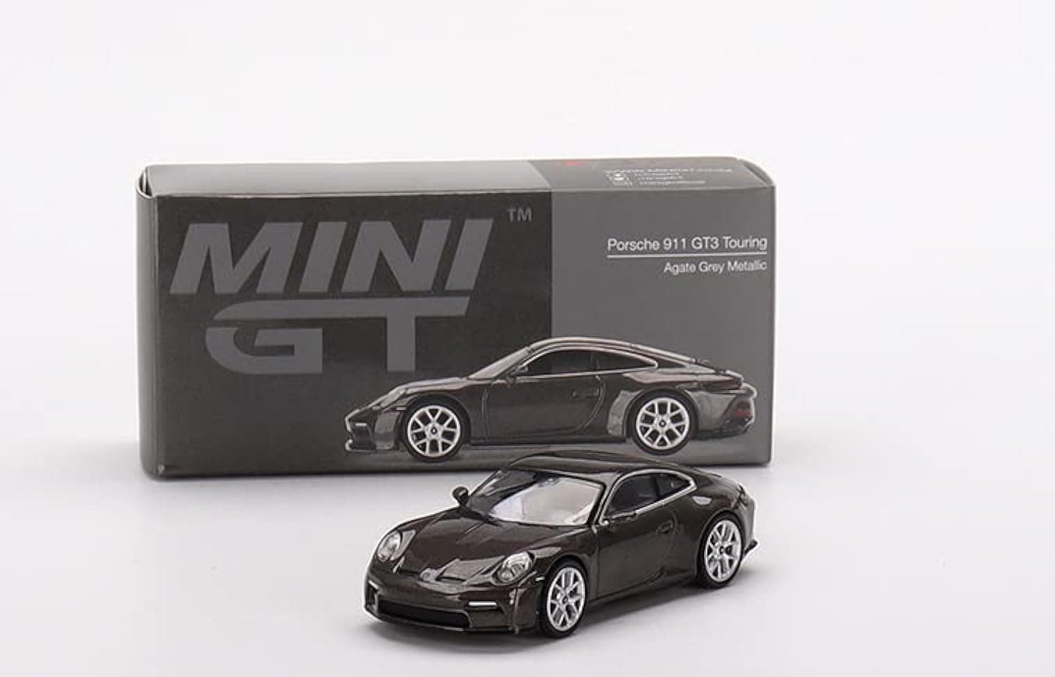 Truescale Miniatures MINI GT True Scale Model Car Compatible with Porsche 911 (992) GT3 Touring (Agate Grey Metallic) Limited Edition 1/64 Diecast Model Car MGT00373