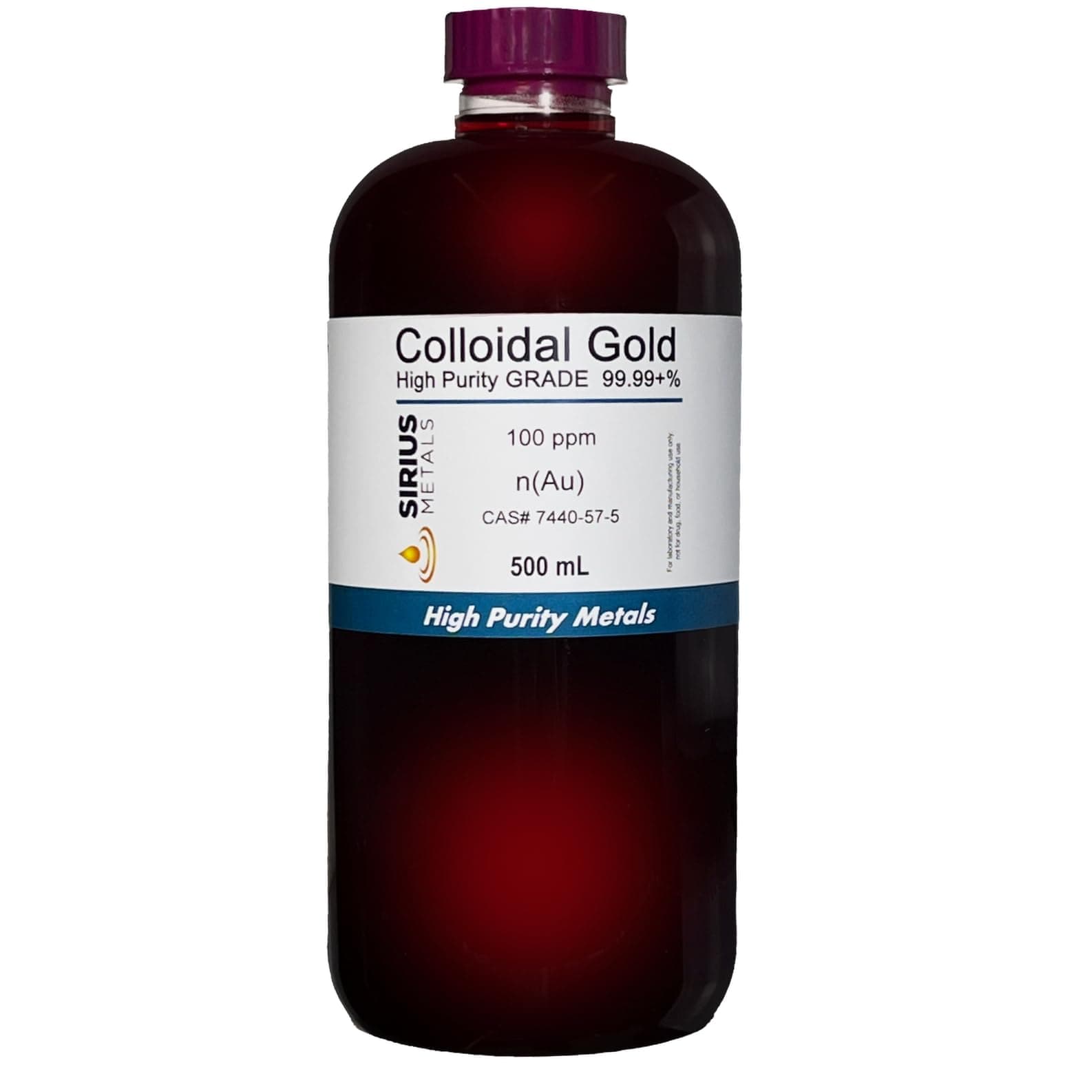 True Colloidal Gold – 100 ppm - 99.99+% Purity - 500 mL (16.9 Fl Oz) in Clear BPA-Free Plastic Bottle - Made in USA