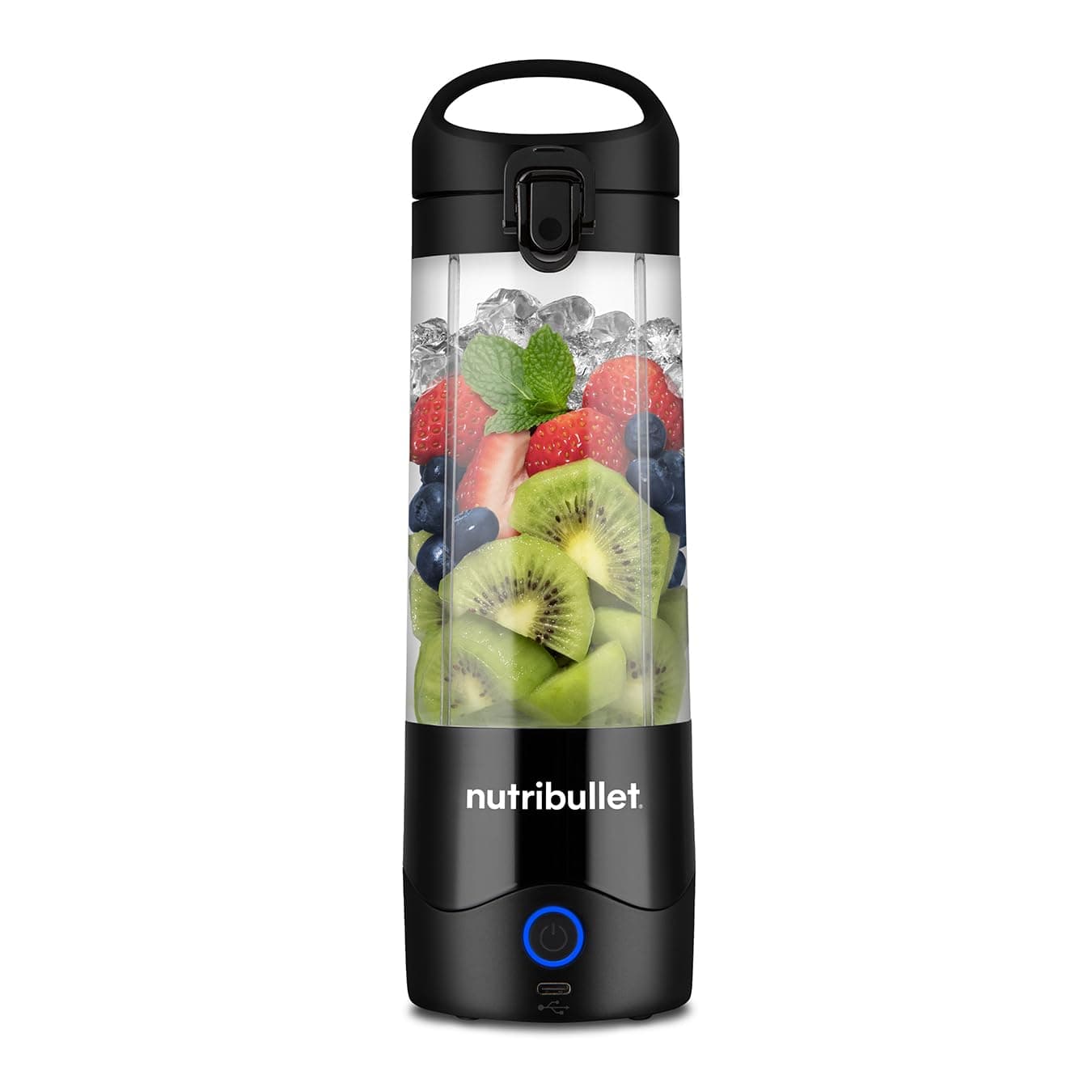 Portable Blender in Black - Powerful Extractor Blade, 475ml Cup, To-Go Lid, USB-C Charging Cable & User Guide - Delivers 15+ Blending Cycles - Healthy Shakes On The Move