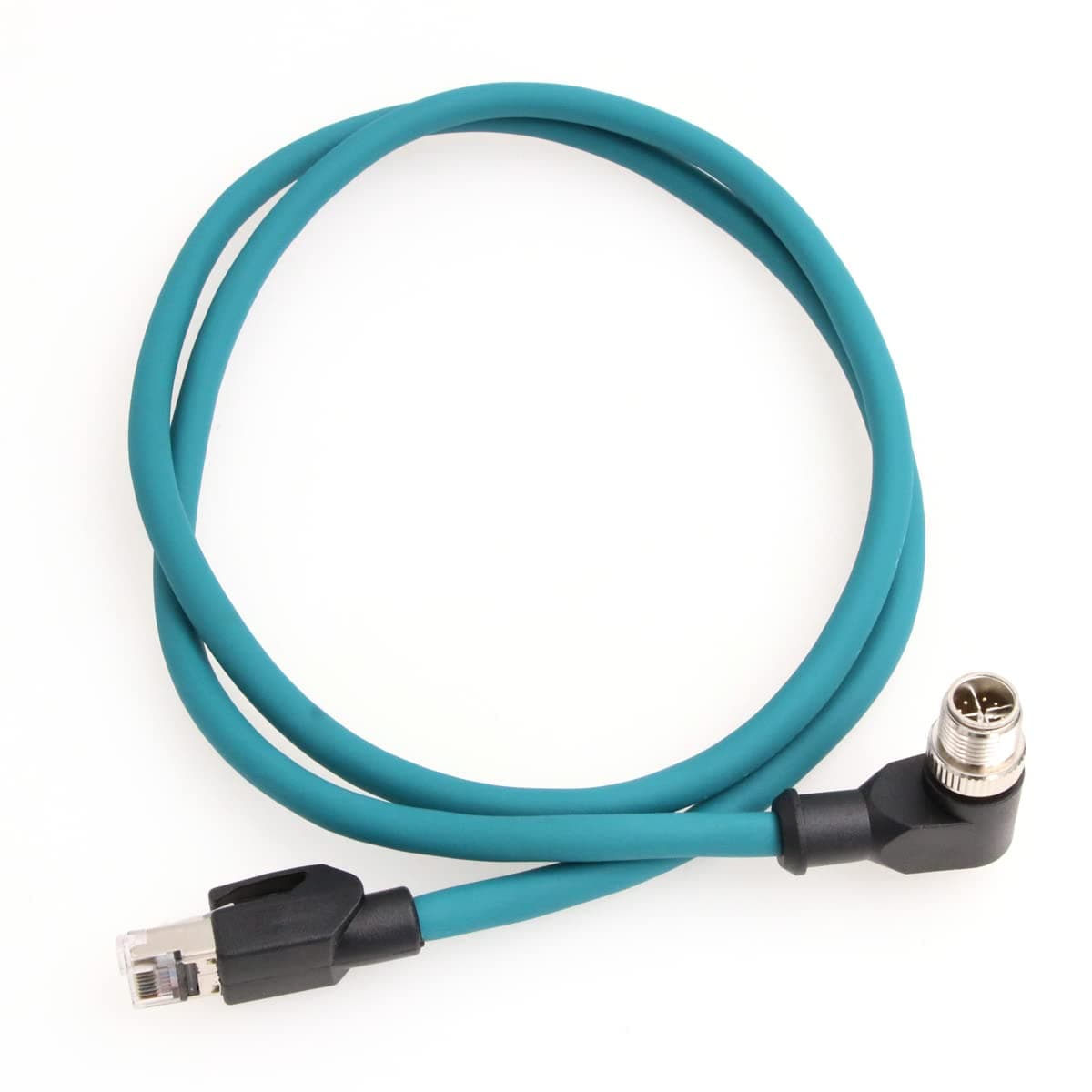 Eonvic Cat-7e High Flex Cable Cognex Industrial Camera Ethernet M12 Right Angle X Cord 8 Pin Male to RJ45 Cable 1M