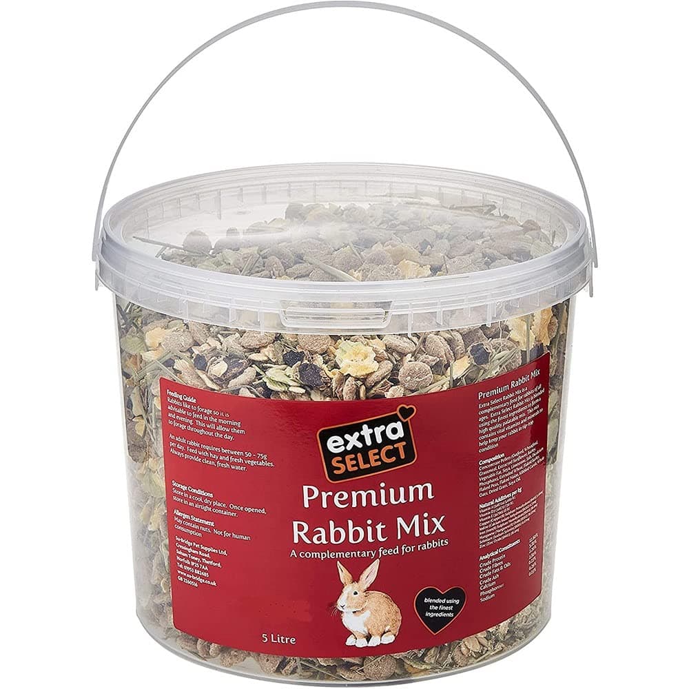 Premium Rabbit Mix Bucket 5L - Balanced Complementary Feed with Pellets, Forage, Vitamins & Minerals (Packaging may vary)