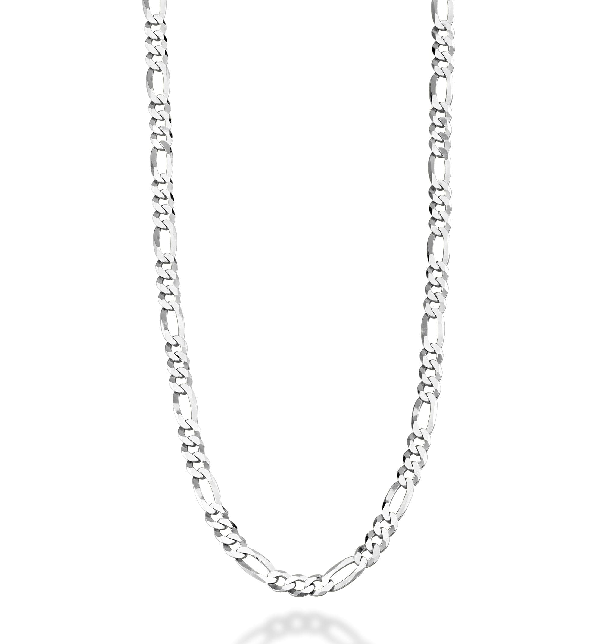 Solid 925 Sterling Silver Italian 5mm Diamond-Cut Figaro Link Chain Necklace for Women Men, 16", 18", 20", 22", 24", 26", 30"