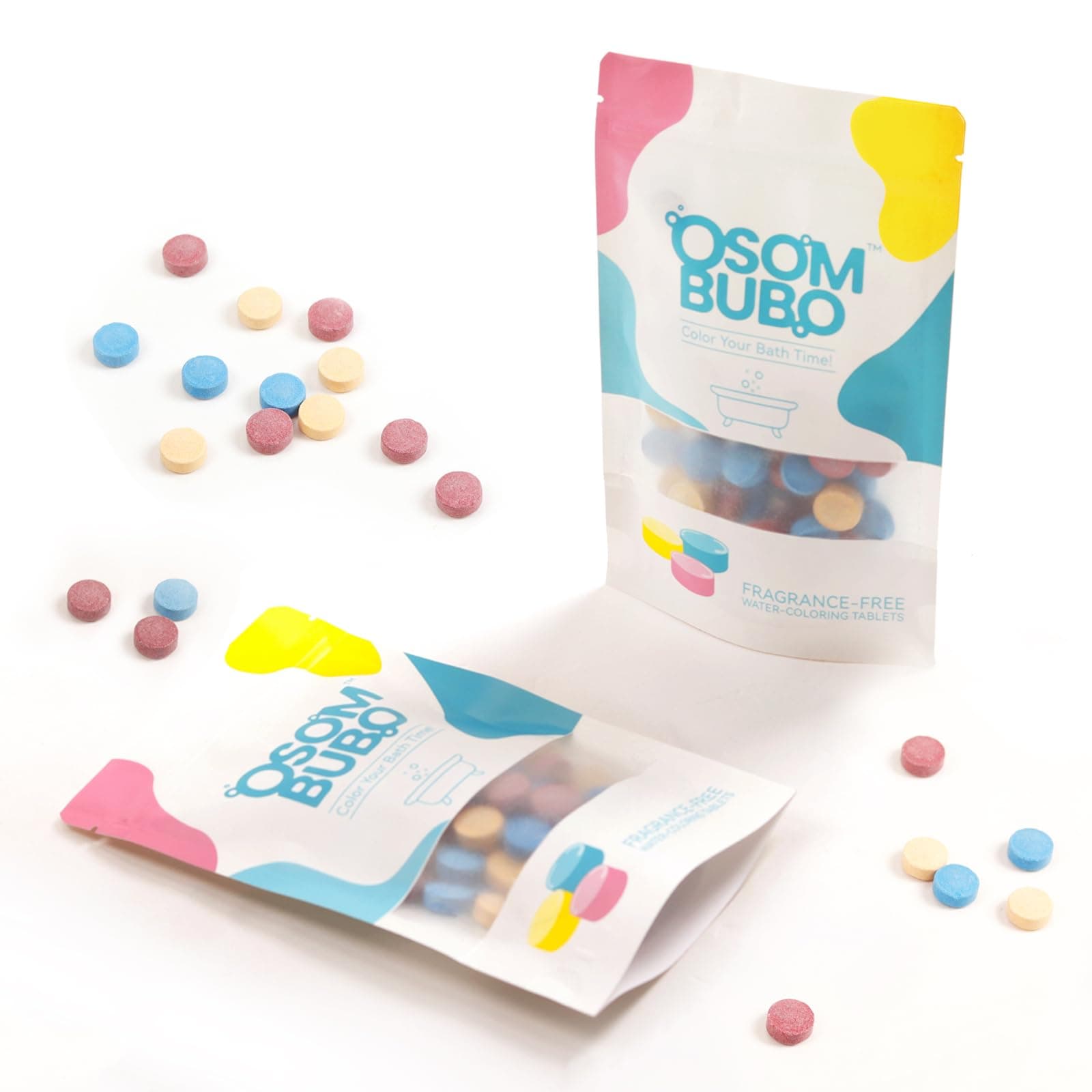 Bath Color Tablets for Kids - 120 Count (2 Packets, 60 Tablets Each), Kids Bath Bombs Set Includes Colorful Fizzies, Educational Fun Bathtime Activity