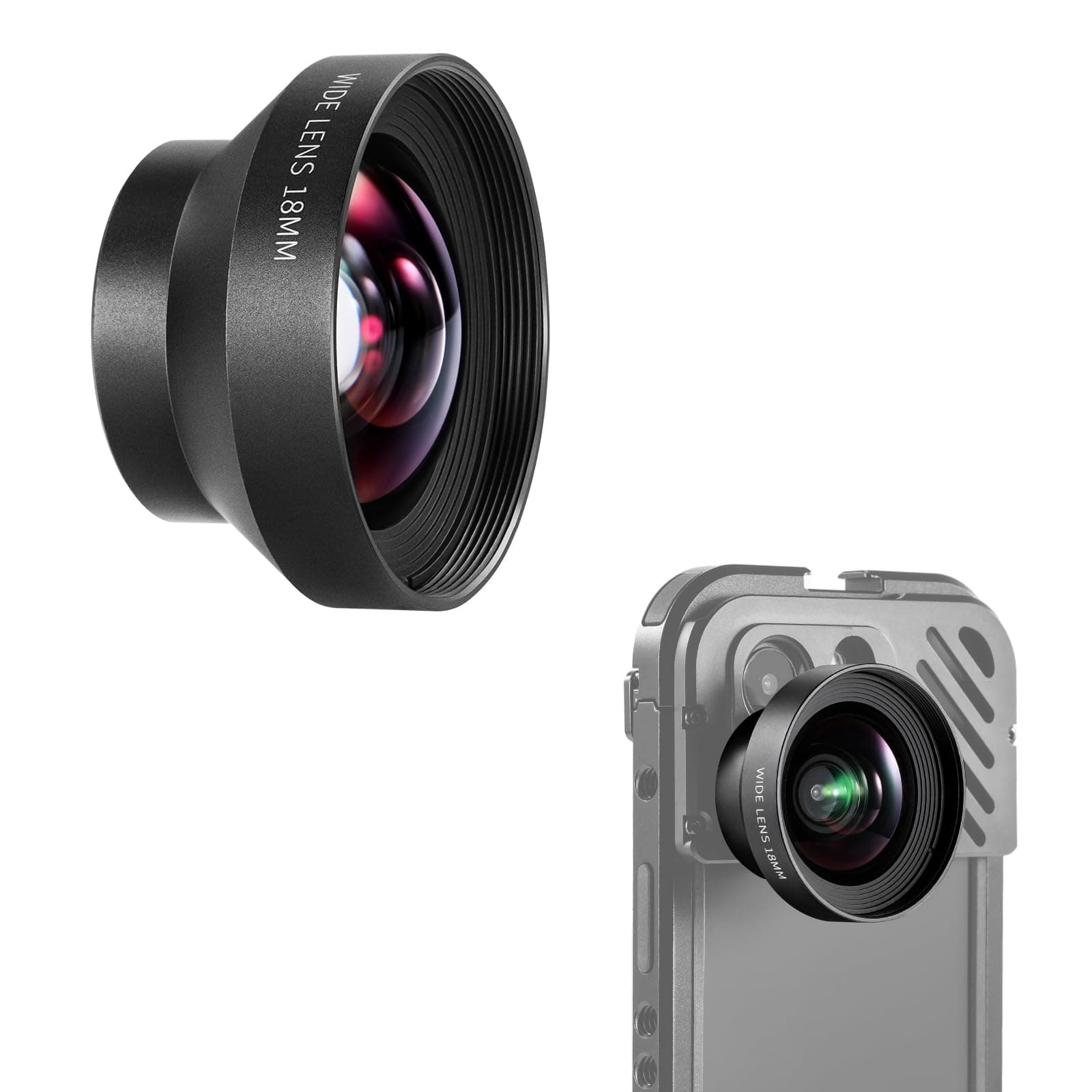 HD 18mm 100° Wide Angle Lens Only for 17mm Thread Backplate, 0.5X Magnification Compatible with SmallRig NEEWER iPhone Samsung Phone Cage with 17mm Lens Adapter, LS-42