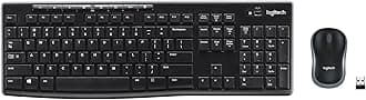 Logitech MK270 Wireless Keyboard and Mouse Combo for Windows, 2.4 GHz Wireless, Compact Mouse, 8 Multimedia and Shortcut Keys, 2-Year Battery Life, for PC, Laptop - Black
