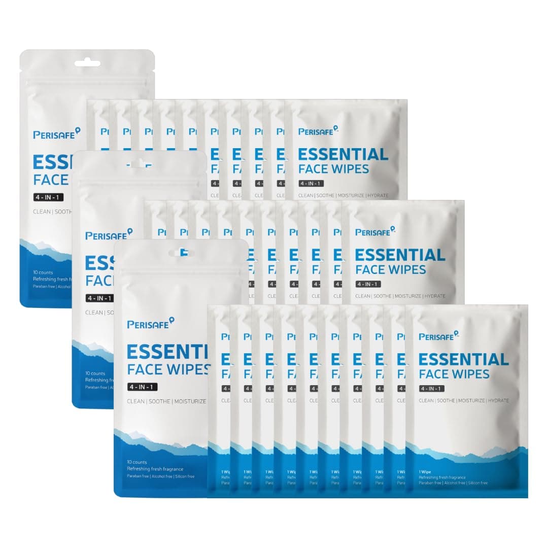 - Essential Face Wipes Individually wrapped Sachet | 4-IN-1 | pH Balanced | Free from Alcohol, Paraben, Silicon |Pack of 30 Wipes