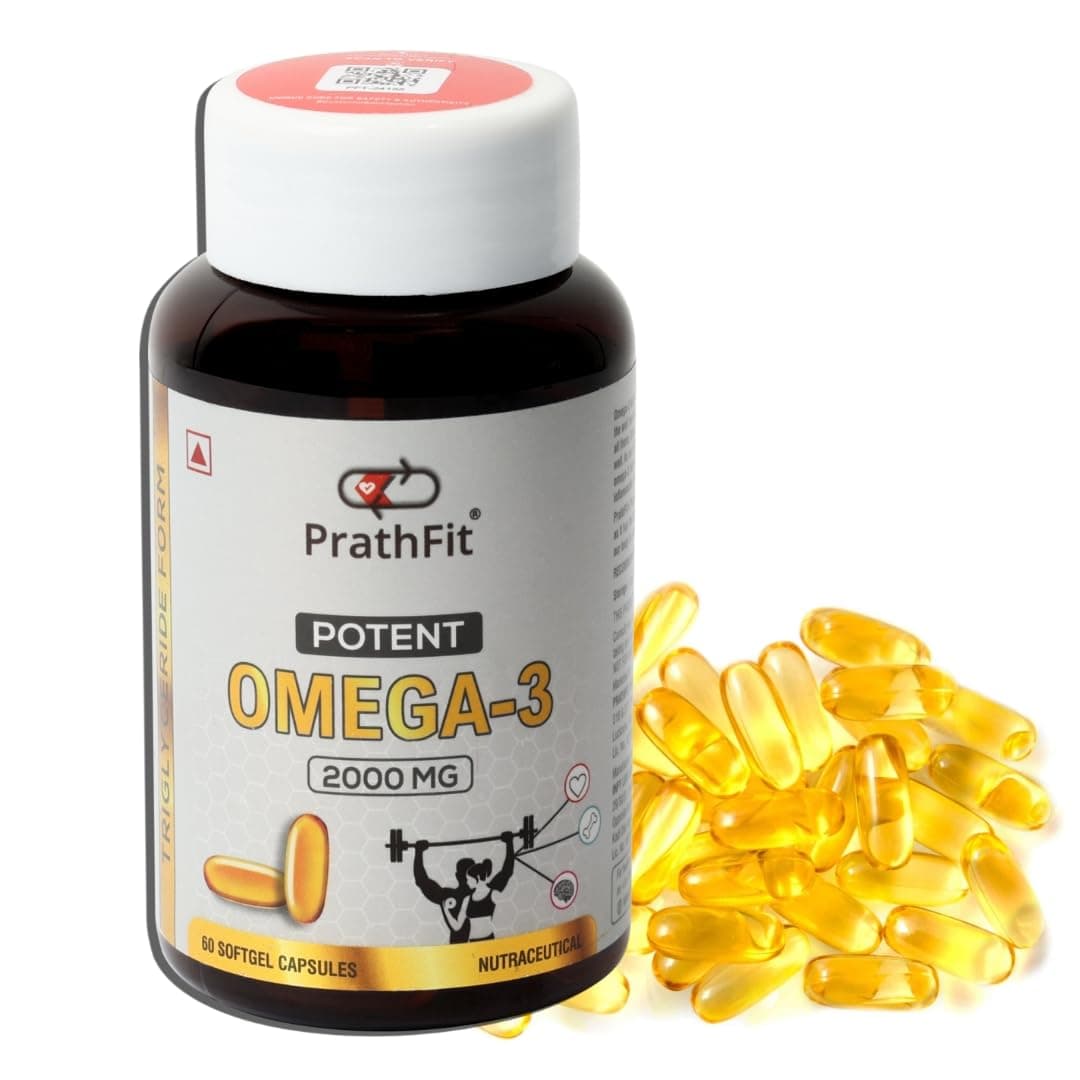 Potent Omega-3 Fish Oil 2000mg Triglyceride Form - Elixir of Overall Health Fish Oil for Heart, Joint, and Brain Support ! 60 capsules in each bottle!