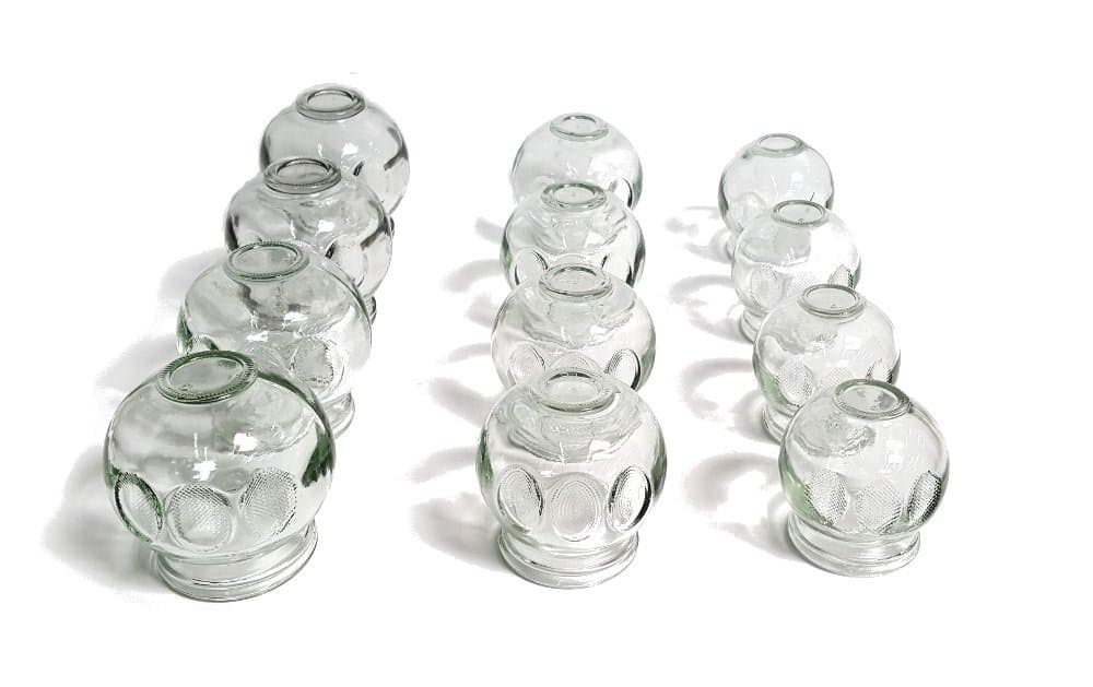 12 pc Fire Glass Cupping Set Jars Professional Quality (4 cups #3) (4 cups #4) (4 cups #5)