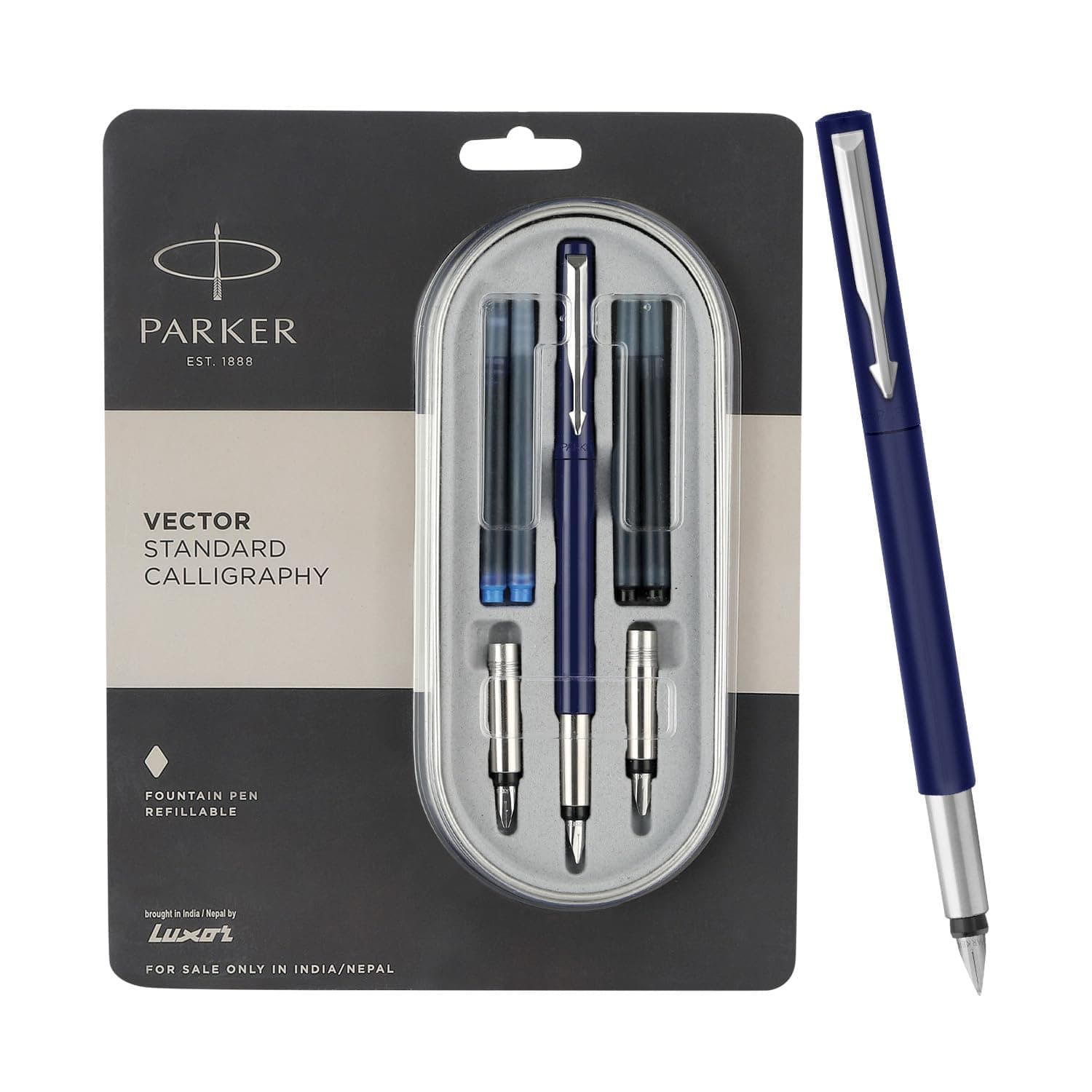 Vector Standard Calligraphy CT Fountain Pen (Blue)