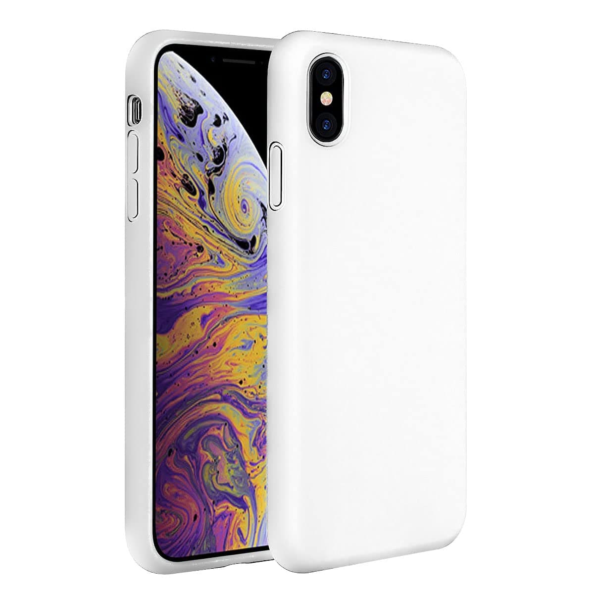 Liquid Silicone Soft Back Cover Case for Apple iPhone Xs Max (White)