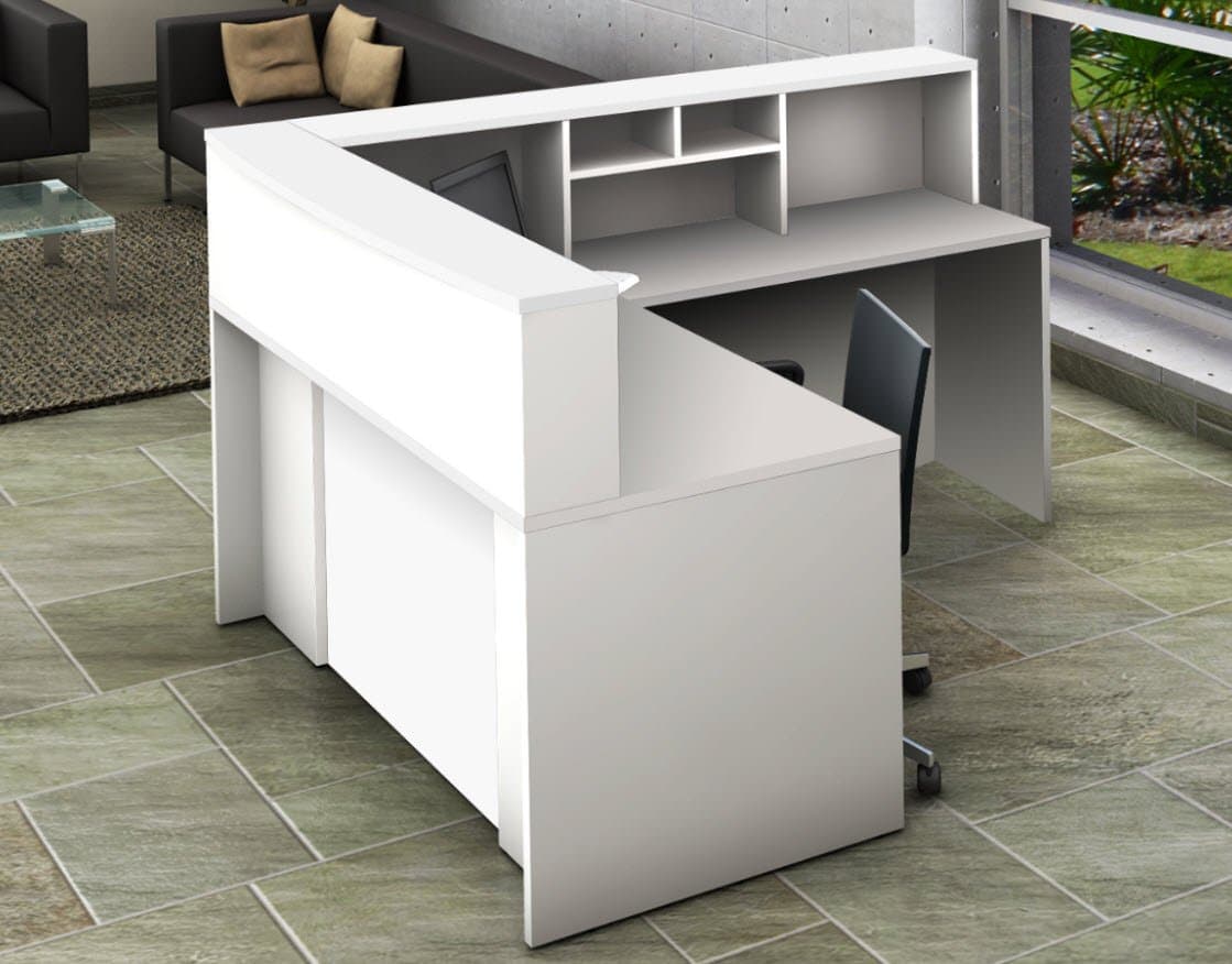 OfisLite 4 Piece Reception Desk Center Model Complete Group, White
