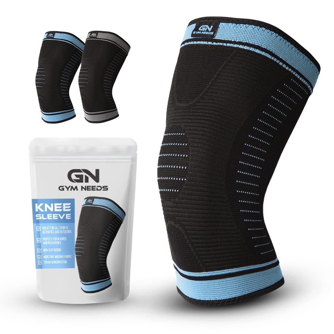 Gym Needs - Compression Knee Sleeve for Knee Support | Knee Sleeve | Compression Knee Brace for Women & Men Knee Pain | Sports Knee Brace | Athletic Knee Sleeve | Compression Sleeve | Black & Blue