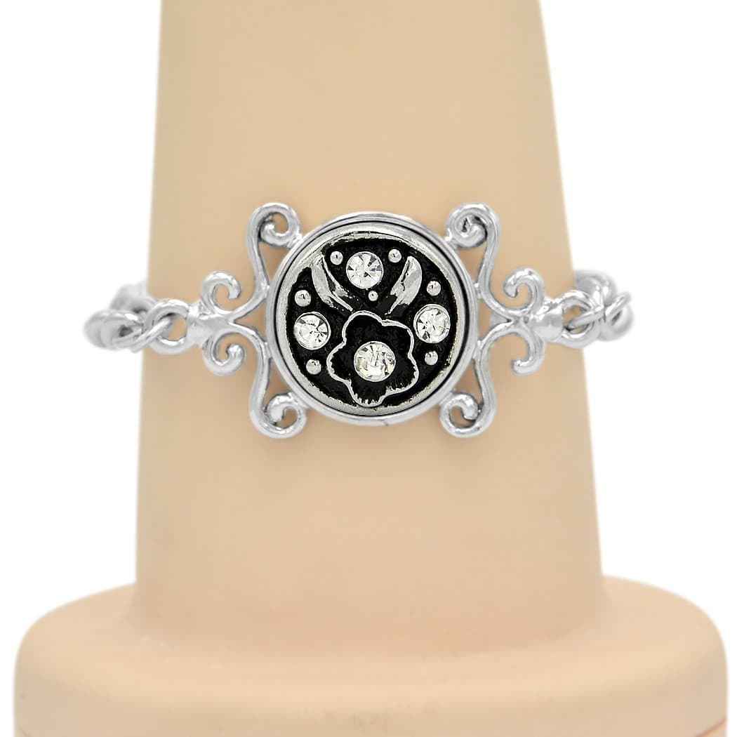 (TM Silver Lace Bracelets DIY Gemstone Buttons Clasp Chain (One Little Flower)