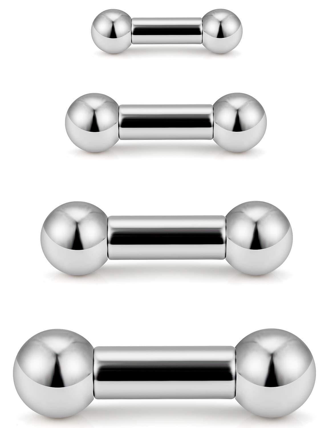 2-4PCS PA Ring Straight Barbell Internally Threaded Monster Screwball Rings 316L Surgical Steel Body Piercing Jewelry 2G 4G 6G 8G