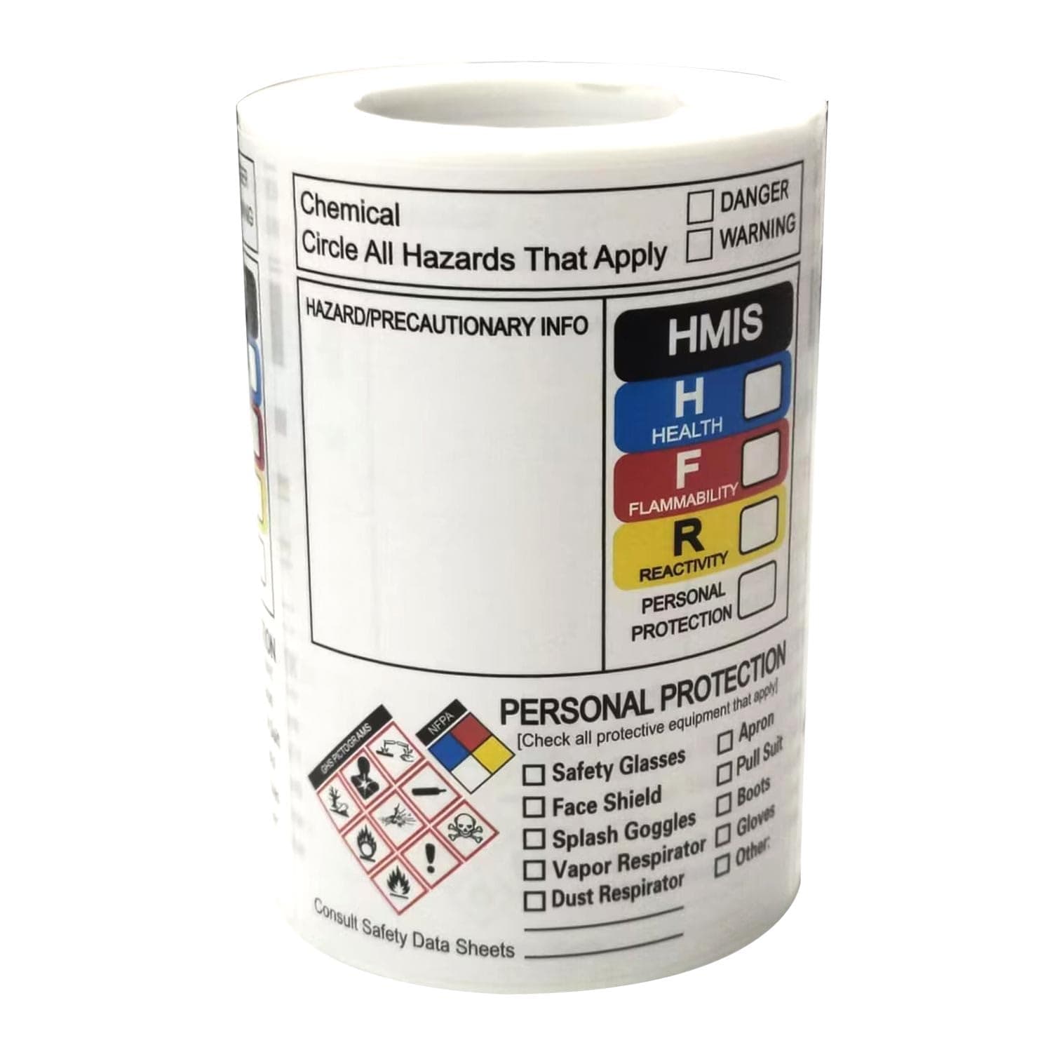 SDS OSHA Data Labels for Chemical Safety Data 4 x 3 Inch GHS Secondary Container Label-250 Pcs MSDS Stickers with GHS Pictograms Write-in Hazard Chemical Identifying and Marking Sticker Decals