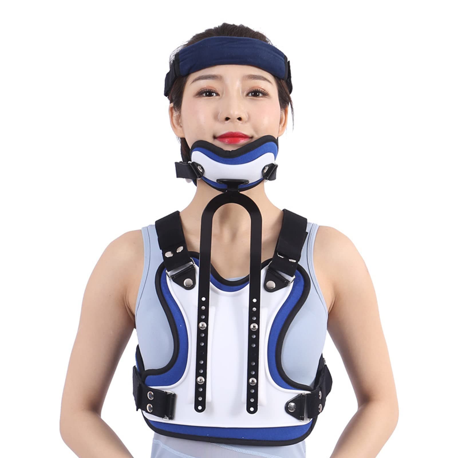 LXT PANDA Cervical Thoracic Orthosis, Adjustable Cervical Thoracic Brace, Neck Support Fixation Orthosis, Cervical Spine Postoperative Rehabilitation Fixator, for Relieve Neck And Upper Back Injuries